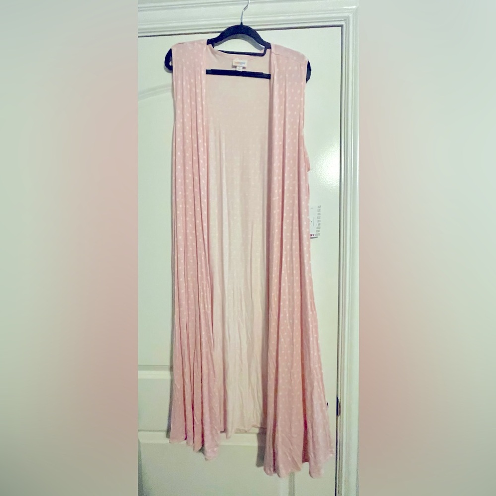 Lularoe Joy  vest SZ medium NWT cute pink polka dot